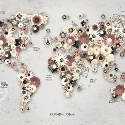 фотообои Карта мира из цветов